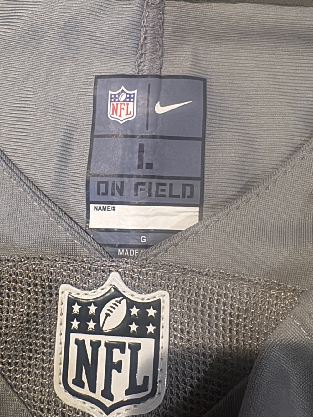 NFL Gray On-Field Football Jersey with Embroidered NFL Shield - Picture 4 of 6